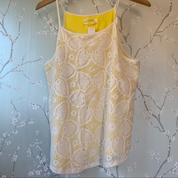 NWT Anthropologie Cosette Top Tank yellow white - Picture 6 of 11